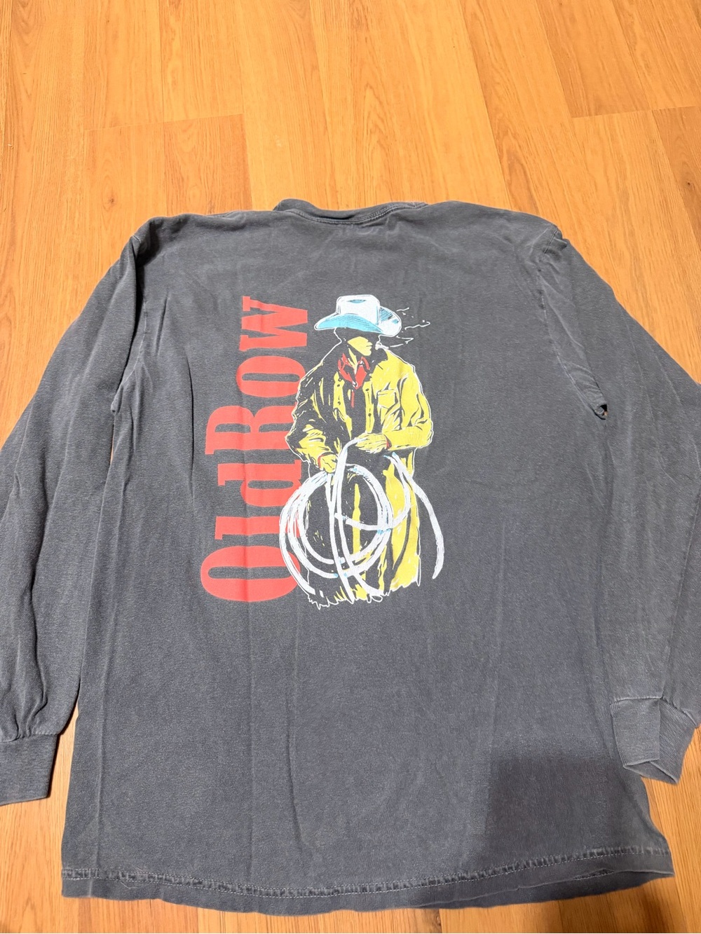 Old Row Comfort Colors Cowboy Western Long Sleeve Pocket T-Shirt Charcoal Medium